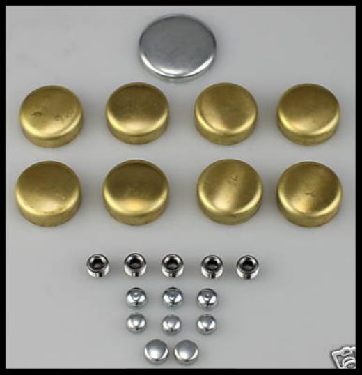 SBC SMALL BLOCK CHEVY BRASS FREEZE PLUG KIT 350 383 PE100BR Skip